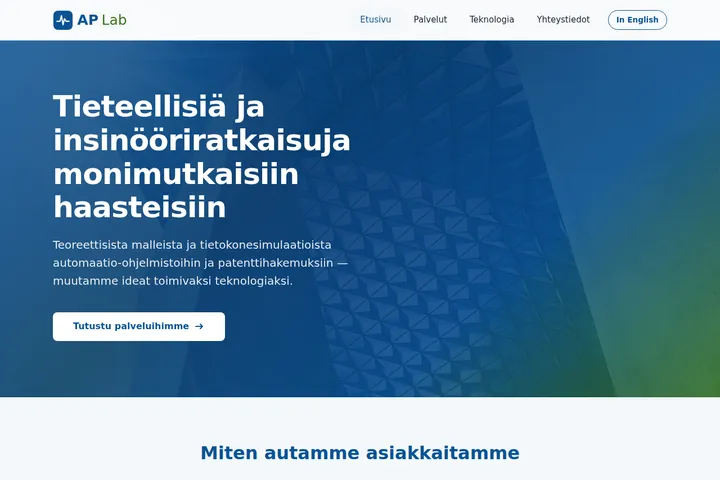 Kuvakaappaus Aplabin sivustosta