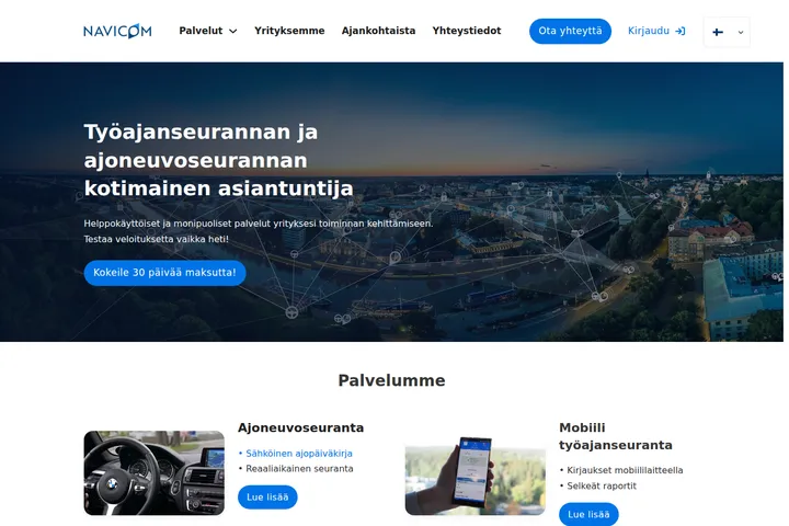 Kuvakaappaus Navicomin sivustosta