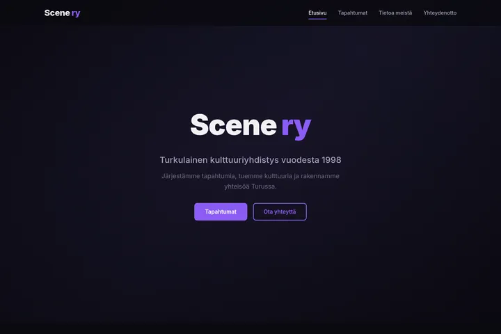 Kuvakaappaus Scene ry:n sivustosta