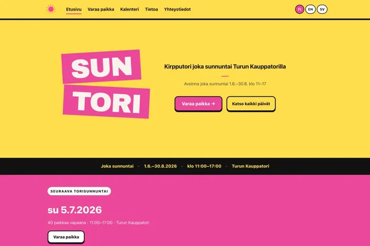 Kuvakaappaus Suntorin sivustosta